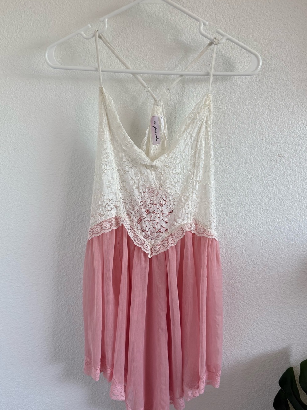 Urban Outfitters Pink and Ivory Sleep Chemise